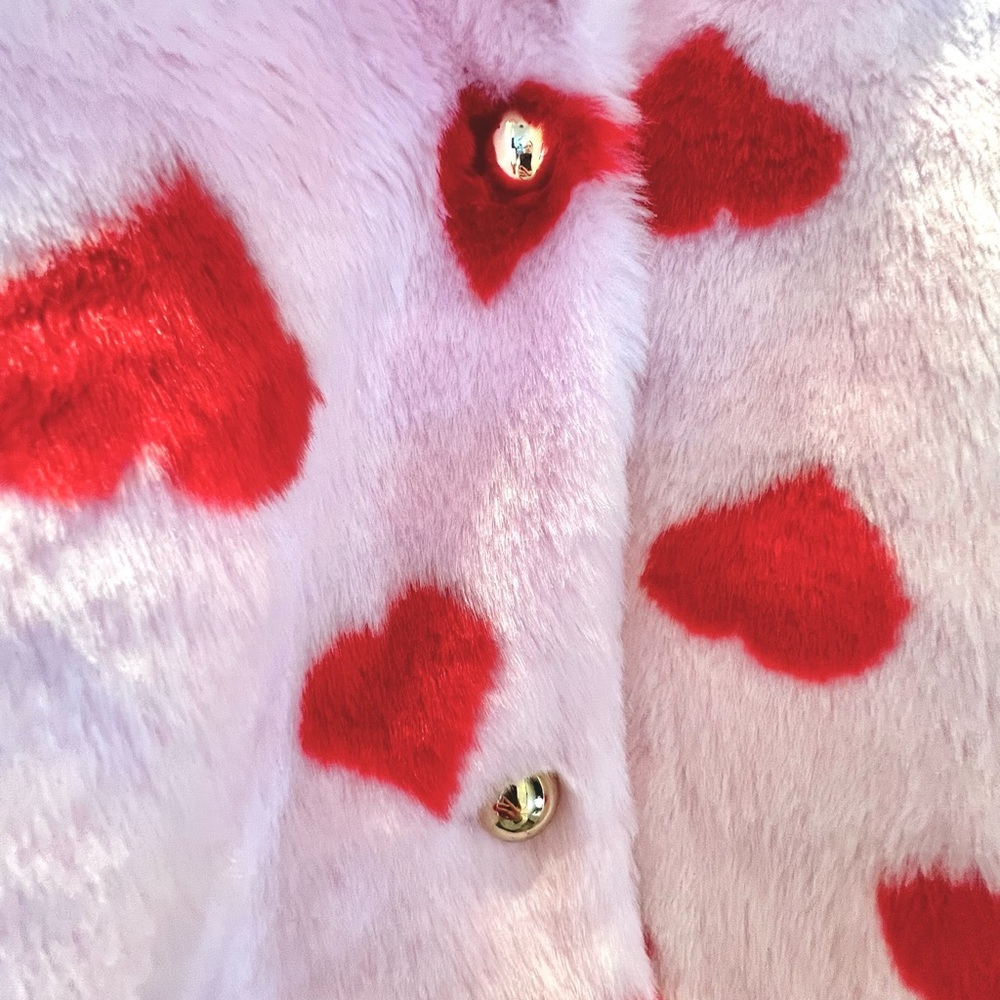 Janie and Jack Heart Faux Fur Jacket - Girls 5-6 - Picture 4 of 7